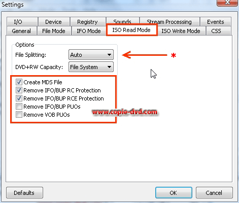 Copie DVD configuration ISO Read Mode DVD Decrypter