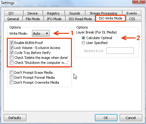 Copie DVD configuration ISO Write Mode