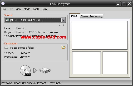 Fenêtre principale DVD Decrypter